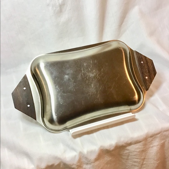 Stainless Steel Serving Condiment Tray Dish Wood - Picture 3 of 6